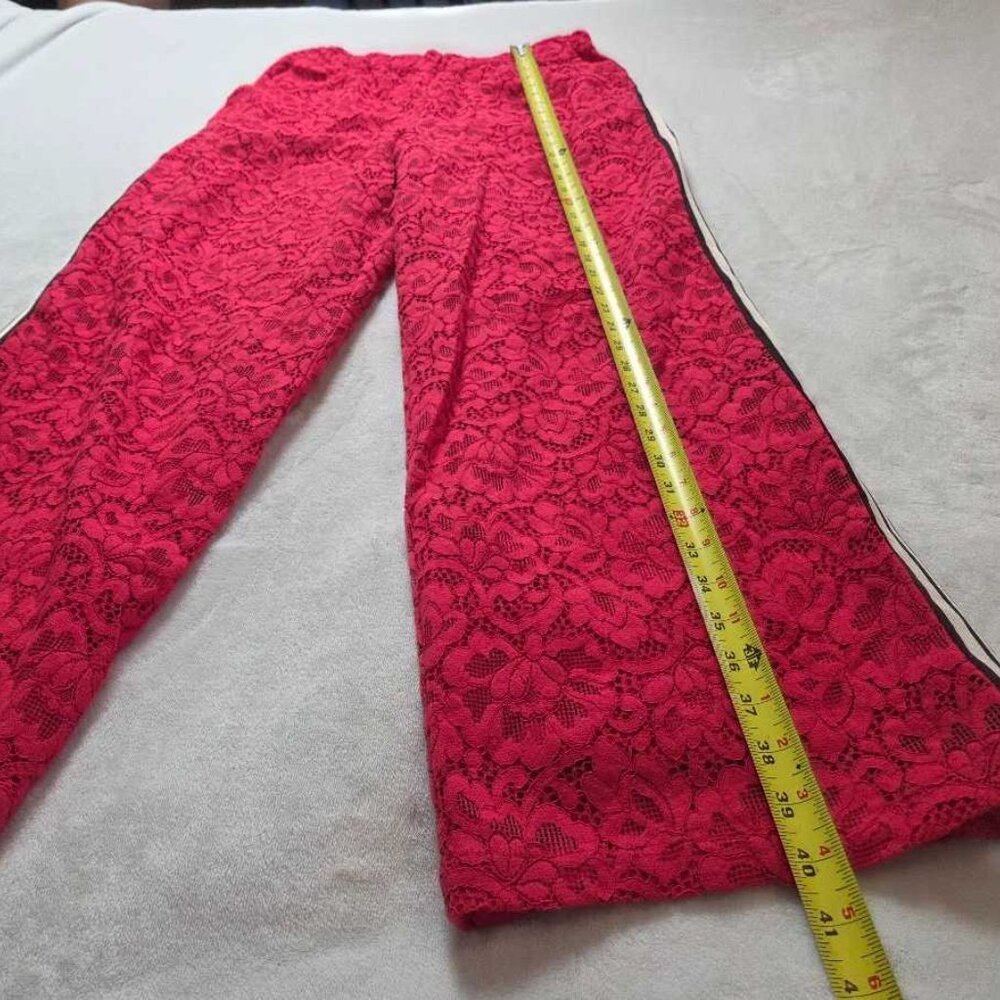 New S Maeve x Anthropologie The Brooklin red lace pull-on track pants Barberry - Picture 6 of 10